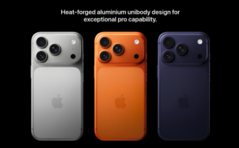 Image of a person holding a modern iPhone 17 with a bright display and dual rear cameras (conceptual new Apple iPhone).