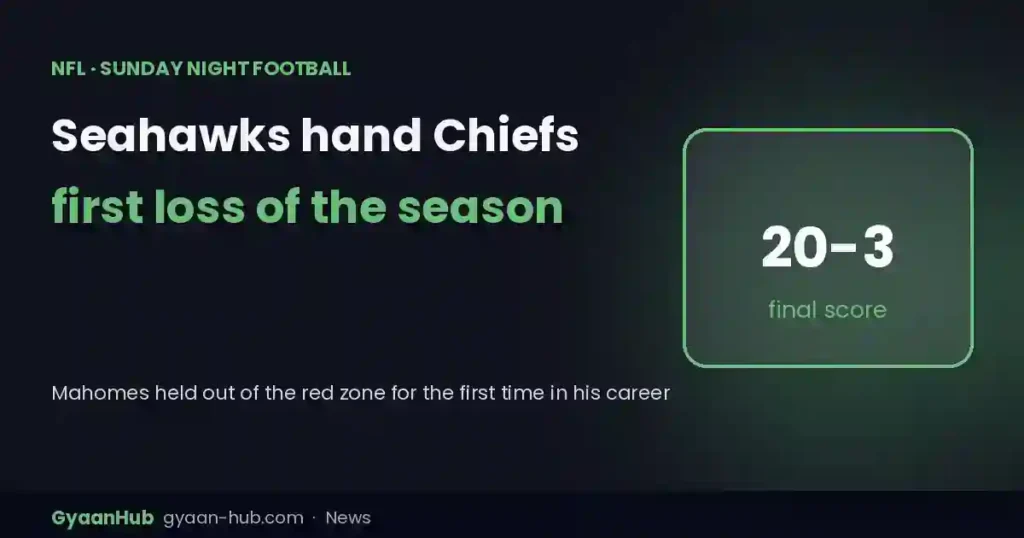 Seahawks vs Chiefs: Seattle Hands Kansas City Its First Loss, 20-3, on Sunday Night Football